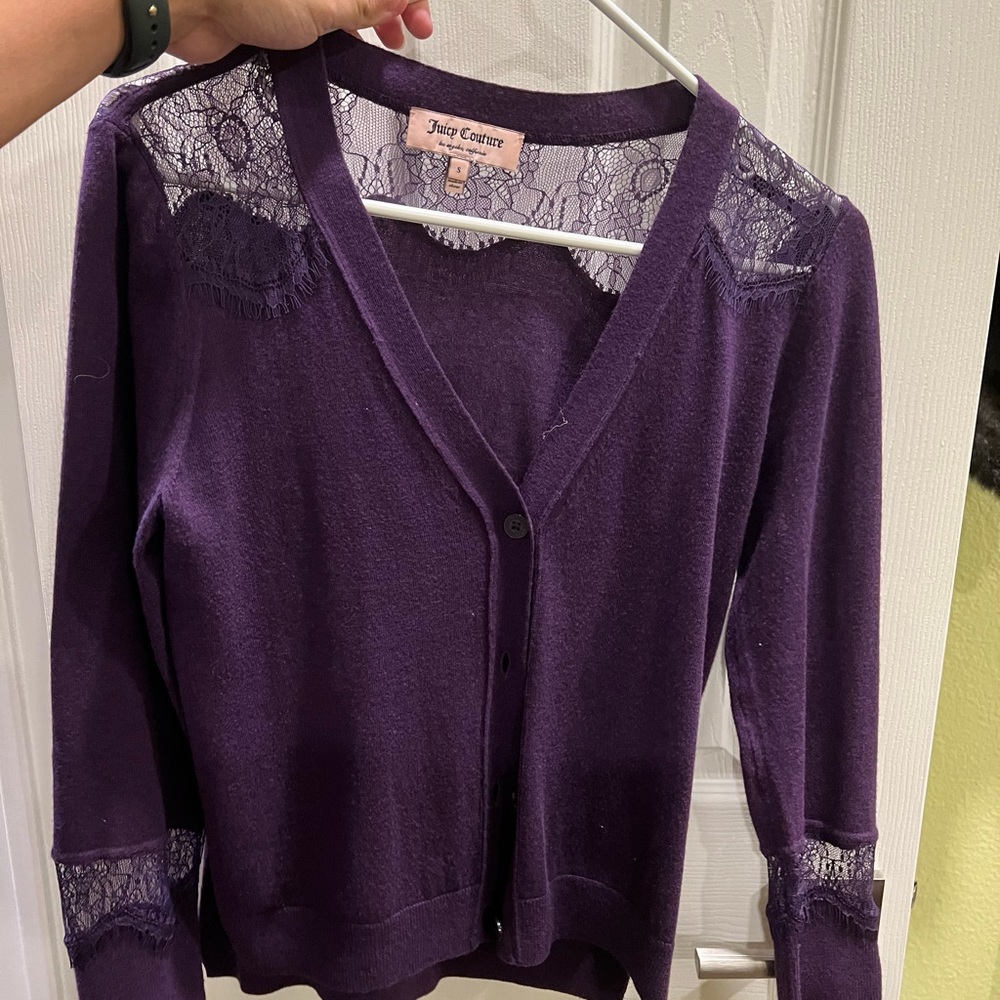 Juicy Couture Purple Cardigan with Lace Detail